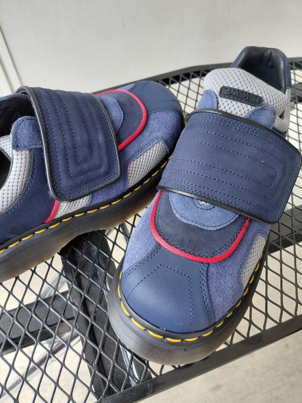 Dr. Martens Buzz Strap Mixed Material Platform Shoes Midnight Blue Grey Women 8 - Picture 6 of 6